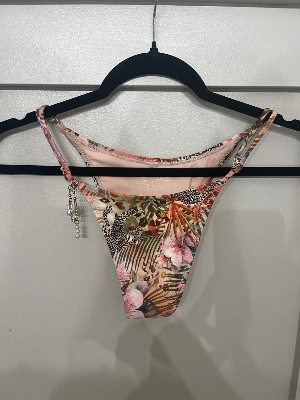 White Fox Boutique Floral Tropical Leopard Print Bikini Bottom